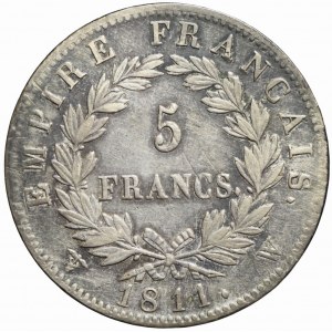 France, Napoleon Bonaparte, 5 francs 1811 W, Lille