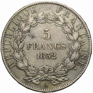 Francja, Ludwik Napoleon Bonaparte, 5 franków 1852 A, Paryż,
