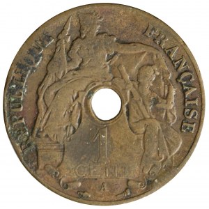 Francja, Indochiny Francuskie, 1 cent 1921 A