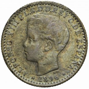 Hiszpania, Puerto Rico, Alfonso XIII, 10 centavos 1896 PGV, rzadkie