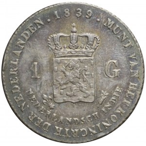 Holandia, Holenderskie Indie Wschodnie, Wilhelm, 1 gulden 1839, ładny