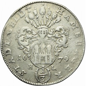 Germany, Leopold I, Hamburg 1/3 thaler 1679 HL