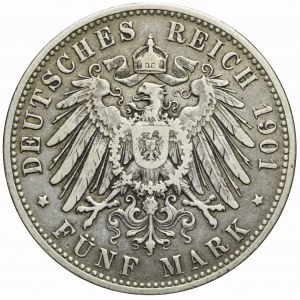 Germany, Bavaria, Otto, 5 marks 1901 D, Munich