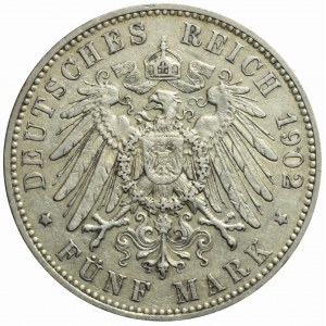 Germany, Saxony, Albert, 5 marks 1902 E, commemorative