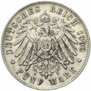 Germany, Württemberg, Wilhelm II, 5 marks 1902 F, Stuttgart