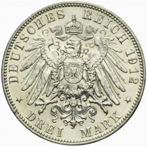 Germany, Saxony, Frederick Augustus, 3 marks 1912, Muldenhutten