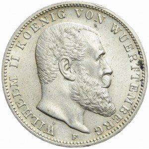 Niemcy, Wirtembergia, 3 marki 1912 F, Wilhelm II, Stuttgart