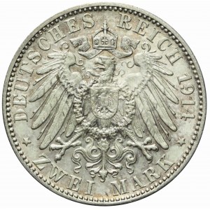 Germany, Württemberg, 2 marks 1914 F, Wilhelm II