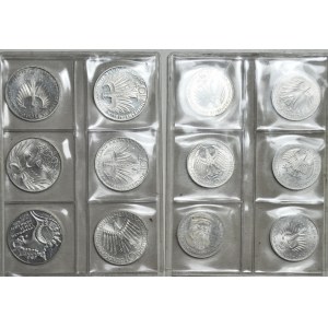 12 pcs, Germany, West Germany, 5 and 10 Marks 1968-1974, silver