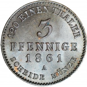 Germany, Anhalt-Bernburg, Alexander Carl, 3 Fenigi 1861 A