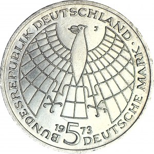 Germany, FRG, 5 marks 1973 J, M. Copernicus