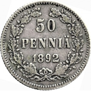 Finland, Alexander III, 50 pennia 1892 L, Helsinki