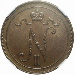 Finland, Nicholas II, 10 Pennia 1915, minted