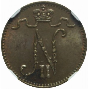 Finland, Nicholas II, 1 penni 1909, minted