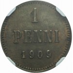 Finland, Nicholas II, 1 penni 1909, minted