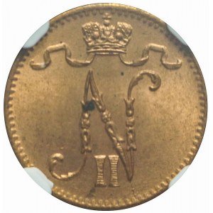 Finland, Nicholas II, 1 penni 1916, mint, red