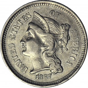 Stany Zjednoczone Ameryki (USA), 3 centy 1867, Filadelfia