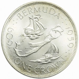 United Kingdom, Bermuda, Elizabeth II, 1 crown 1959, 350th anniversary of the establishment of the colony