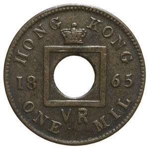 United Kingdom, Hong Kong, Queen Victoria, 1 mil 1865