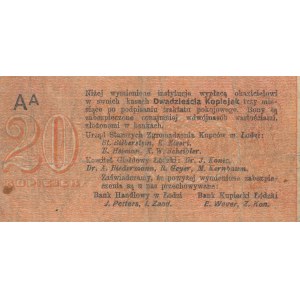 Łódź, bon 20 kopiejek 1914, ser. AA