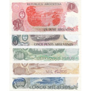 Argentina, set of 5, 1-5000 Pesos