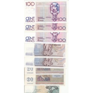 8 pieces. Belgium 20 and 100 francs
