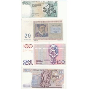 4 pieces. Belgium 20 and 100 francs