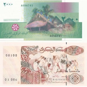 2 pcs, Africa, Comoros 2000 Francs and Algeria 200 Dinars 1992