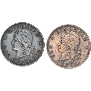Argentina, 2 piece set, 2 Centavos 1885 and 1890