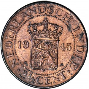 Indonesia (Netherlands East Indies), 2-1/2 cents 1945