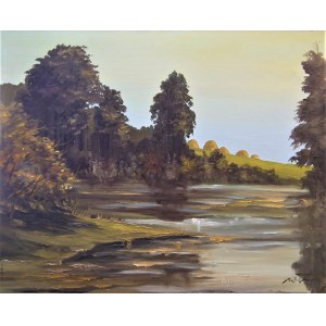 Marian Ostrowski,Landscape with a river