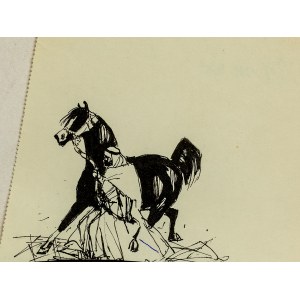 Ludwik MACIĄG (1920-2007), Szkic Araba prowadzącego konia
