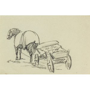 Ludwik MACIĄG (1920-2007), A horse harnessed to a cart