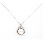 Gold necklace(18ct) + 0.52 ct diamond and pearl
