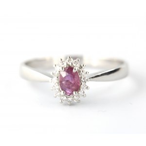 Gold ring(18ct)with natural diamonds 0.24 ct , ruby 0.6ct