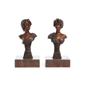 Bildhauer unbestimmt, Französisch, 20. Jahrhundert, Weibliche Büsten - ASTA und NORMA