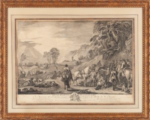 Jacques-Philippe Le Bas (1707 Paryż - 1783 Paryż), Oddział kawalerii według Charlesa Parrocela (w montażu kolekcji Stanisława Augusta Poniatowskiego), XVIII w.