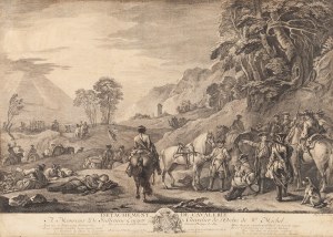 Jacques-Philippe Le Bas (1707 Paryż - 1783 Paryż), Oddział kawalerii według Charlesa Parrocela (w montażu kolekcji Stanisława Augusta Poniatowskiego), XVIII w.