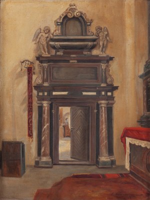 Łucja Bałzukiewicz (1887 Wilno - 1976 Lublin), Wejście do zakrystii, kościół św. Michała w Wilnie, 1913