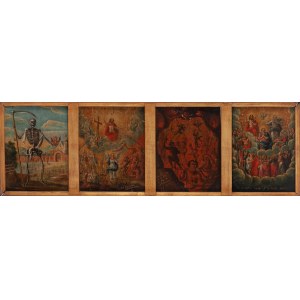 Westeuropäischer Maler, 17. Jahrhundert, Quadriptychon der vier letzten Dinge