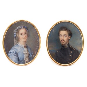 Camille Isbert (1822 Paris - 1911 Paris), Paar Miniaturen - Lech Mniszech und Anna Elisabeth Potocka, 1869