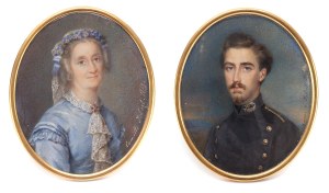 Camille Isbert (1822 Paryż - 1911 Paryż), Para miniatur — Lech Mniszech i Anna Elżbieta Potocka, 1869