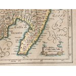 Puglia Piana, Copper engraved map, hand colored, 18th century