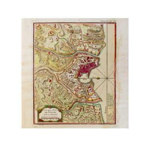 Plan de la Ville de Geneve, Copper engraved map, hand colored, 18th century