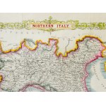Map, Northern Italy, Hand colored lithograph