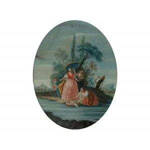 The finding of Moses, reverse glass painting, Venice