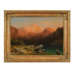 Anton Hansch, Vienna 1813 - 1876 Salzburg, Sunset on the lake
