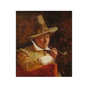 Johann Hamza, Tel 1850 - 1927 Vienna, The pipe smoker