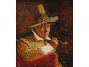 Johann Hamza, Tel 1850 - 1927 Vienna, The pipe smoker