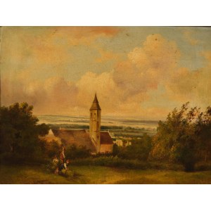 Karl Gottlieb, Austrian painter of the 19th century, View of St. Martin's Church in Klosterneuburg